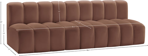 Briar Cognac 89.5 Vegan Leather Upholstered Modular Sectional, 3-Piece
