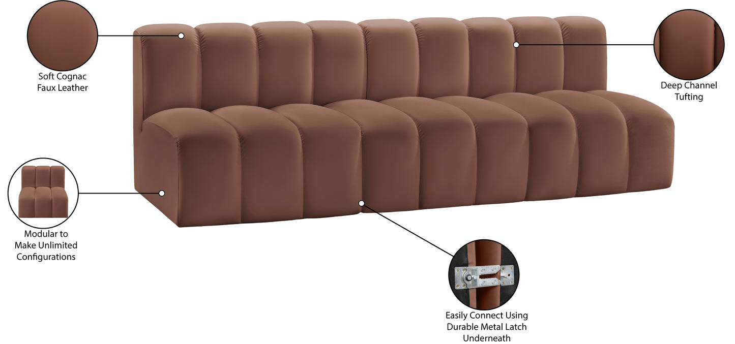 zara cognac faux leather modular sofa s3f