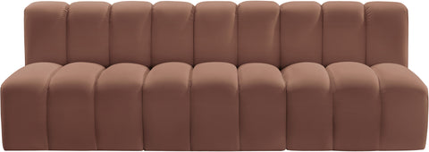 Briar Cognac 89.5 Vegan Leather Upholstered Modular Sectional, 3-Piece