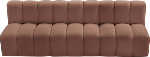 Briar Cognac 89.5 Vegan Leather Upholstered Modular Sectional, 3-Piece