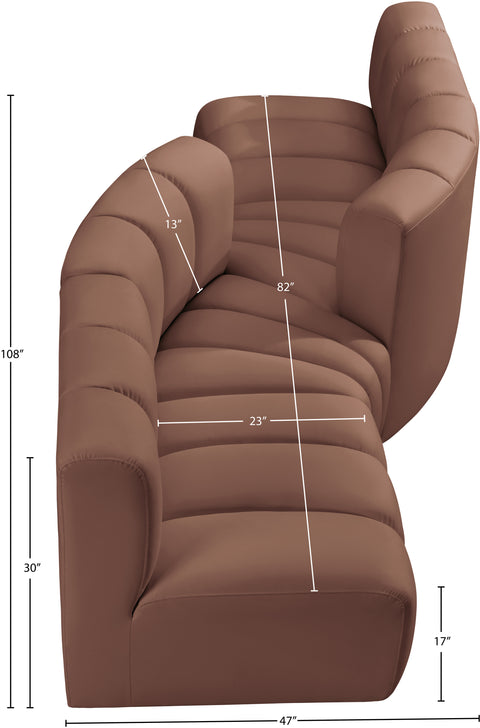 Briar Cognac 108 Vegan Leather Upholstered Modular Sectional, 4-Piece