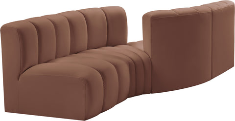 Briar Cognac 108 Vegan Leather Upholstered Modular Sectional, 4-Piece