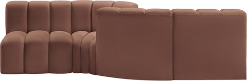 Briar Cognac 108 Vegan Leather Upholstered Modular Sectional, 4-Piece