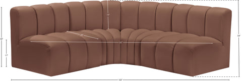 Briar Cognac 103 Vegan Leather Upholstered Modular Sectional, 4-Piece