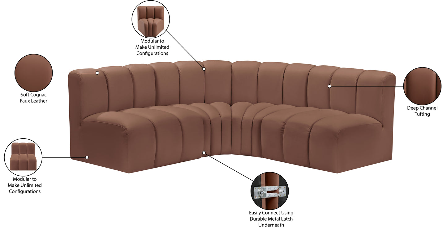 zara cognac faux leather modular sofa s4b