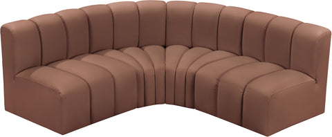 Briar Cognac 103 Vegan Leather Upholstered Modular Sectional, 4-Piece