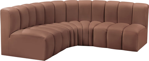 Briar Cognac 103 Vegan Leather Upholstered Modular Sectional, 4-Piece