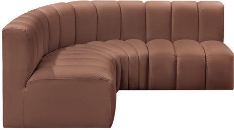 Briar Cognac 103 Vegan Leather Upholstered Modular Sectional, 4-Piece