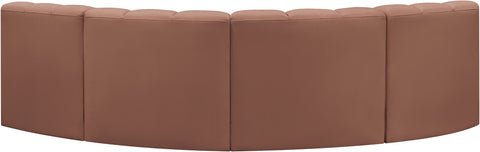 Briar Cognac 103 Vegan Leather Upholstered Modular Sectional, 4-Piece