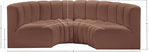 Briar Cognac 88 Vegan Leather Upholstered Modular Sectional, 4-Piece
