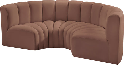 Briar Cognac 88 Vegan Leather Upholstered Modular Sectional, 4-Piece