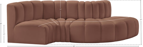 Briar Cognac 104 Vegan Leather Upholstered Modular Sectional, 4-Piece