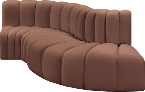 Briar Cognac 104 Vegan Leather Upholstered Modular Sectional, 4-Piece
