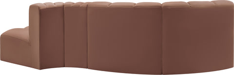 Briar Cognac 104 Vegan Leather Upholstered Modular Sectional, 4-Piece