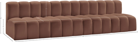 Briar Cognac 119 Vegan Leather Upholstered Modular Sectional, 4-Piece