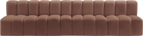 Briar Cognac 119 Vegan Leather Upholstered Modular Sectional, 4-Piece