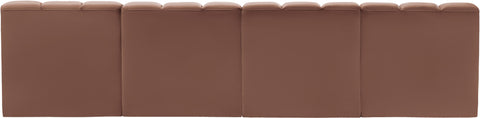 Briar Cognac 119 Vegan Leather Upholstered Modular Sectional, 4-Piece