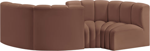 Briar Cognac 102 Vegan Leather Upholstered Modular Sectional, 4-Piece