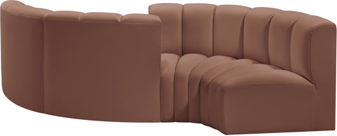 Briar Cognac 102 Vegan Leather Upholstered Modular Sectional, 4-Piece