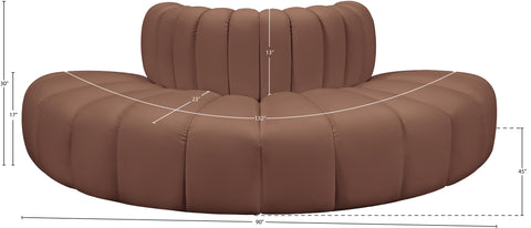 Yara 90" Vegan Leather Upholstered Sectional, 4-Piece