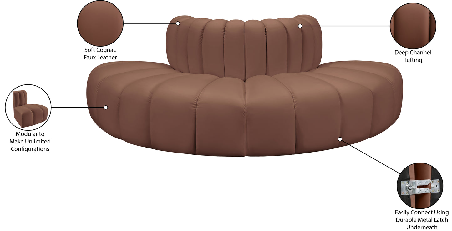 zara cognac faux leather modular sofa s4g