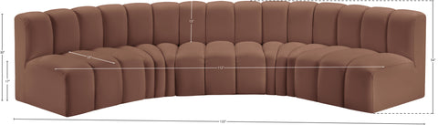Yara 133" Cognac Vegan Leather Upholstered Sectional, 5-Piece
