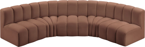 Yara 133" Cognac Vegan Leather Upholstered Sectional, 5-Piece