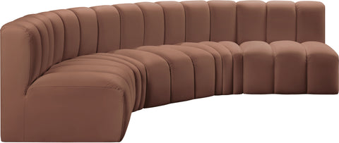 Yara 133" Cognac Vegan Leather Upholstered Sectional, 5-Piece