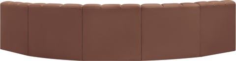 Yara 133" Cognac Vegan Leather Upholstered Sectional, 5-Piece