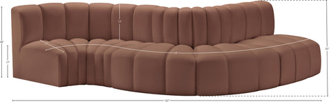 Yara 122" Cognac Vegan Leather Upholstered Sectional, 5-Piece