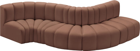 Yara 122" Cognac Vegan Leather Upholstered Sectional, 5-Piece