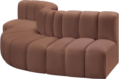 Yara 122" Cognac Vegan Leather Upholstered Sectional, 5-Piece