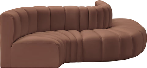 Yara 122" Cognac Vegan Leather Upholstered Sectional, 5-Piece