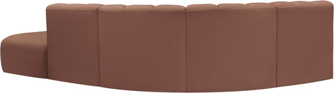 Yara 127" Cognac Vegan Leather Upholstered Sectional, 5-Piece