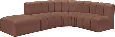 Yara 127" Cognac Vegan Leather Upholstered Sectional, 5-Piece