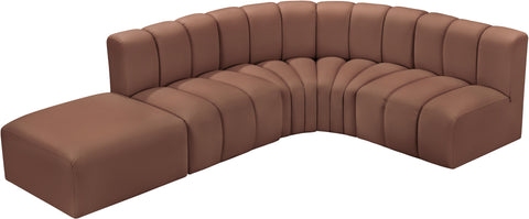 Yara 127" Cognac Vegan Leather Upholstered Sectional, 5-Piece