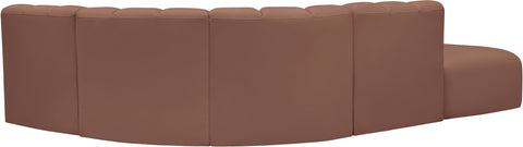 Yara 127" Cognac Vegan Leather Upholstered Sectional, 5-Piece