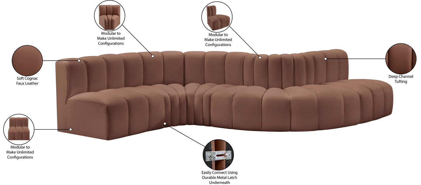 zara cognac faux leather modular sofa s6a