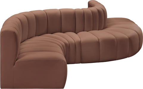 Yara 145" Cognac Vegan Leather Upholstered Sectional, 6-Piece
