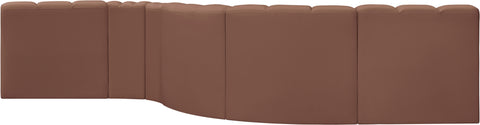 Yara 145" Cognac Vegan Leather Upholstered Sectional, 6-Piece