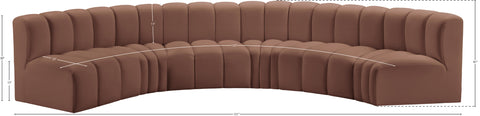 Yara 151" Cognac Vegan Leather Upholstered Sectional, 6-Piece