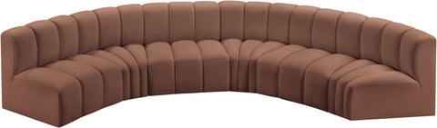 Yara 151" Cognac Vegan Leather Upholstered Sectional, 6-Piece