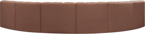 Yara 151" Cognac Vegan Leather Upholstered Sectional, 6-Piece