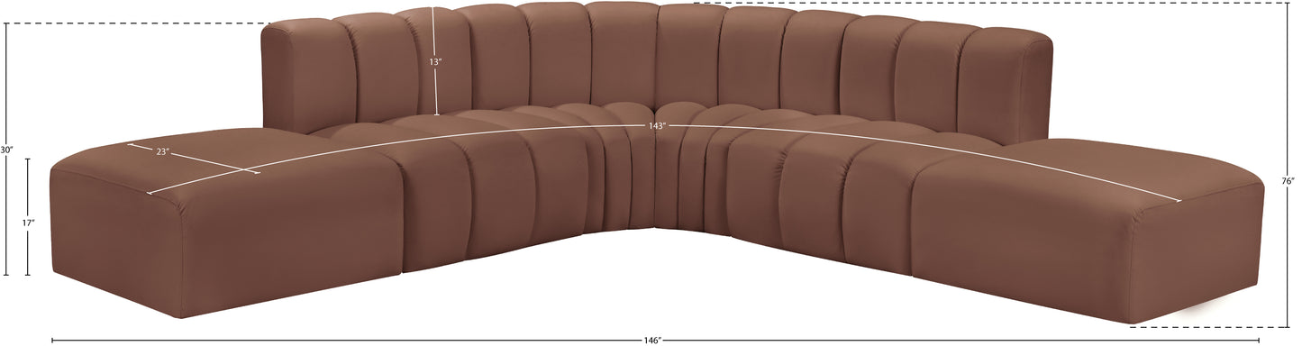 zara cognac faux leather modular sofa s6c