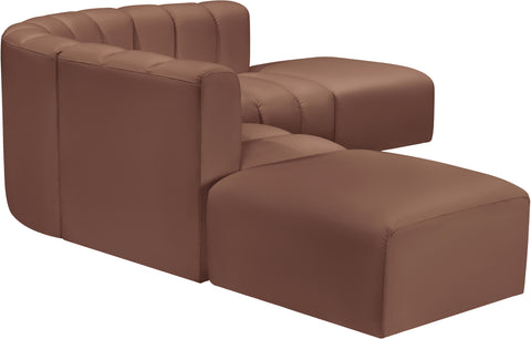 Yara 146" Cognac Vegan Leather Upholstered Sectional, 6-Piece