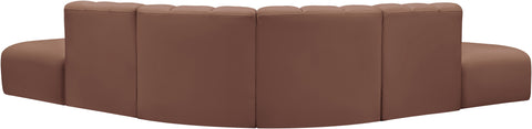 Yara 146" Cognac Vegan Leather Upholstered Sectional, 6-Piece