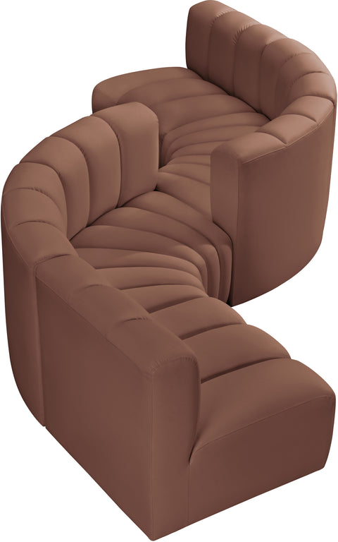 Briar Cognac 145 Vegan Leather Upholstered Modular Sectional , 6-Piece (Style 2)