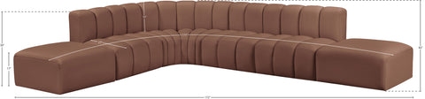 Yara 172" Cognac Vegan Leather Upholstered Sectional, 7-Piece