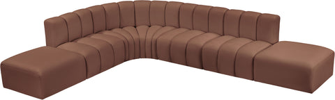 Yara 172" Cognac Vegan Leather Upholstered Sectional, 7-Piece