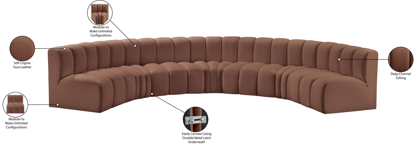 zara cognac faux leather modular sofa s7b